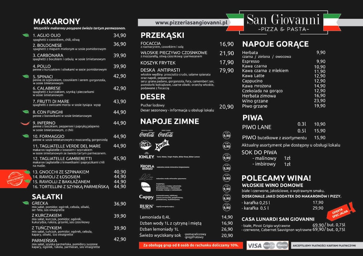 Menu Pizzeria San Giovanni - Pizza Na Telefon Drukarska Wrocław-1